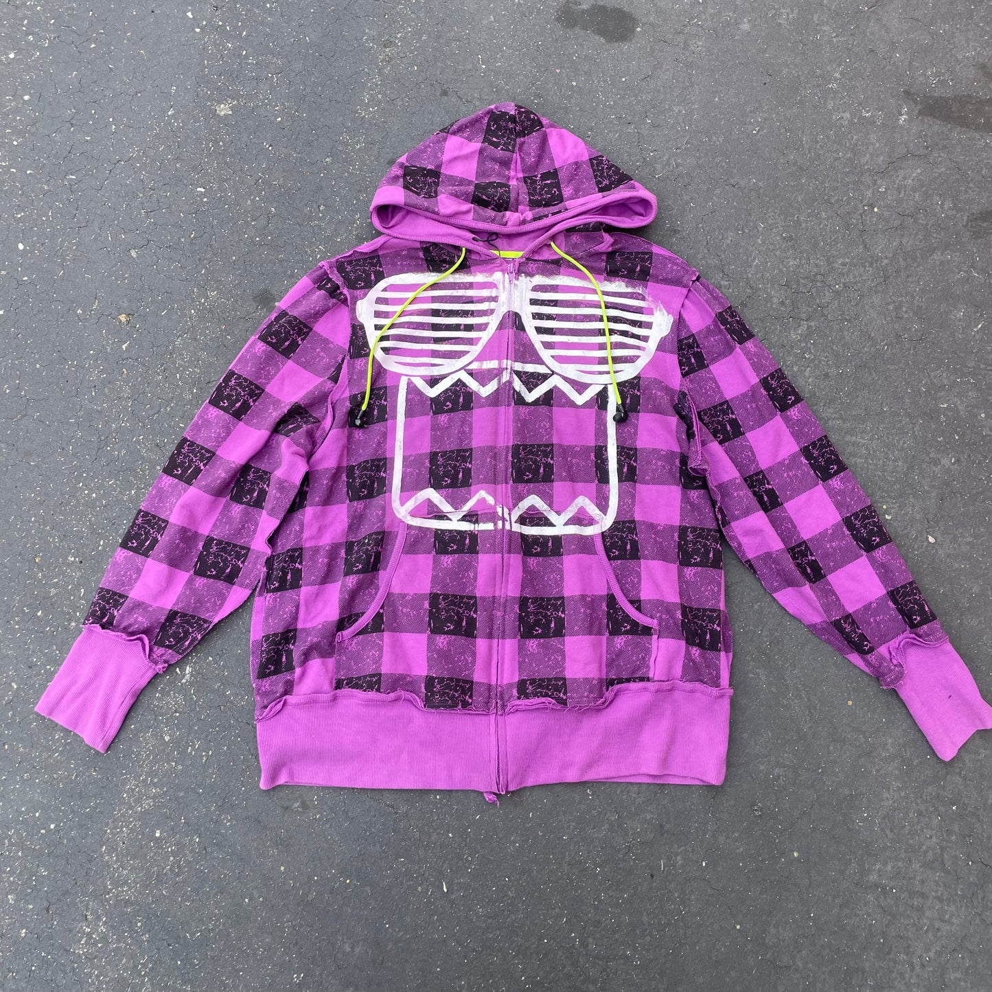 Y2K Domo Plaid MP3 Zip Up Hoodie