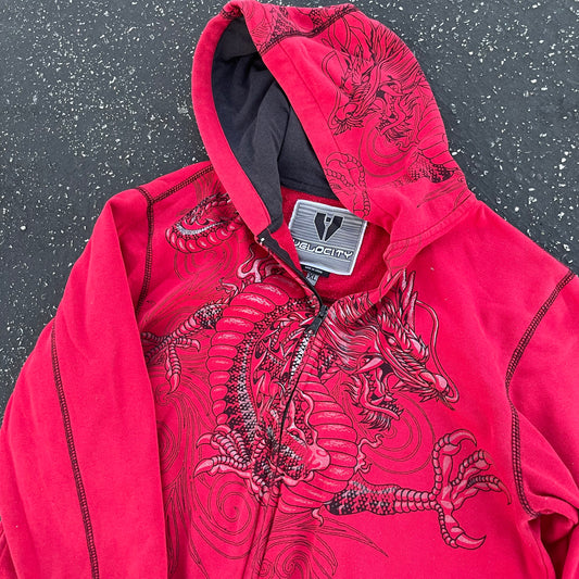 Y2K Dragon Zip Up Hoodie